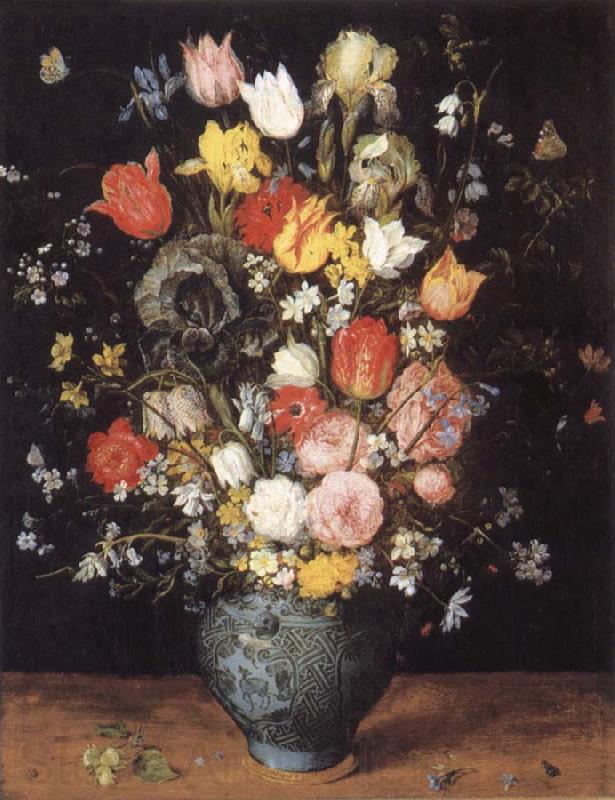 Jan Brueghel The Elder Flower in a blue vase Spain oil painting art